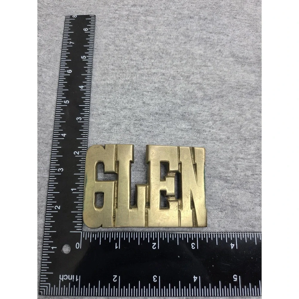 Solid Brass Vintage Name Glen Heavy Sturdy Belt Buckle Personalized Western